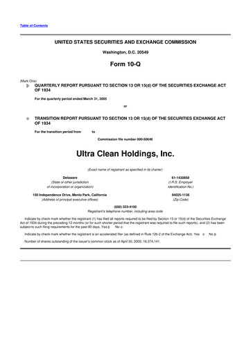 Vorschaubild UCT (Ultra Clean Holdings) 10-Q Quartalsbericht  