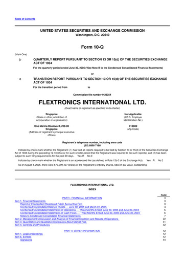 Miniature Flex 10-Q Rapport trimestriel  