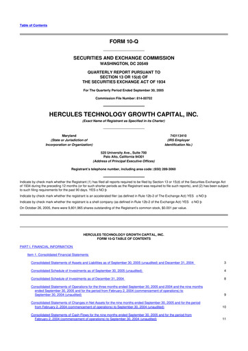 Thumbnail Hercules Capital
 10-Q Quarterly Report FY 