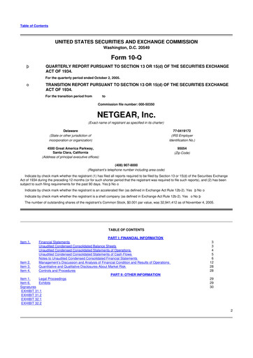 Miniature NETGEAR 10-Q Rapport trimestriel  