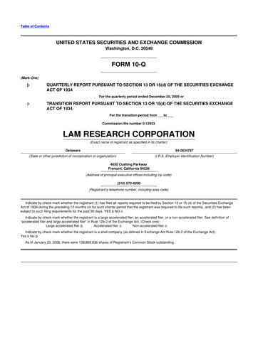 Vorschaubild Lam Research 10-Q Quartalsbericht  