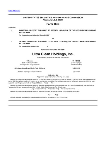 Vorschaubild UCT (Ultra Clean Holdings) 10-Q Quartalsbericht  
