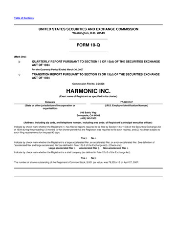 Thumbnail Harmonic Inc. 10-Q Quarterly Report FY 
