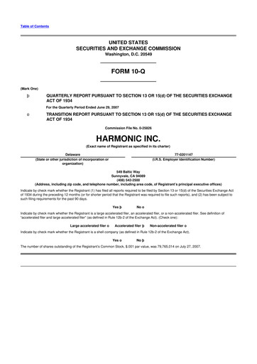 Thumbnail Harmonic Inc. 10-Q Quarterly Report FY 