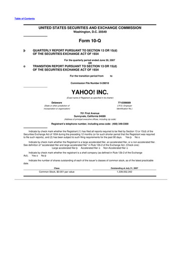 Thumbnail Yahoo Inc. 10-Q Quarterly Report FY 