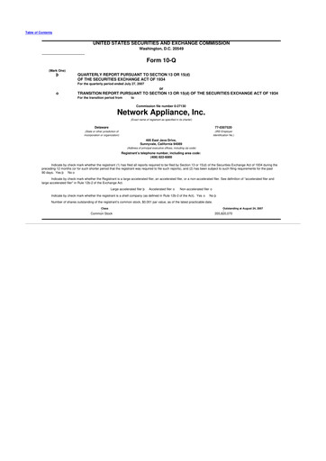 Miniature NetApp
 10-Q Rapport trimestriel  