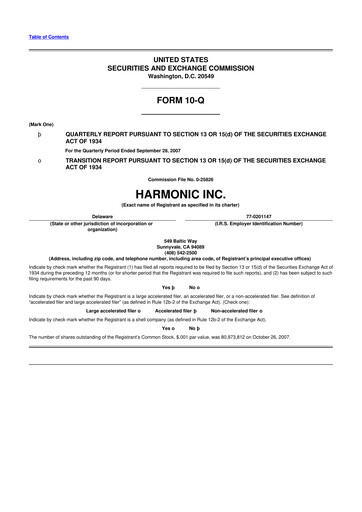 Thumbnail Harmonic Inc. 10-Q Quarterly Report FY 
