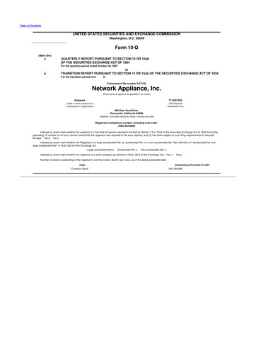 Miniature NetApp
 10-Q Rapport trimestriel  