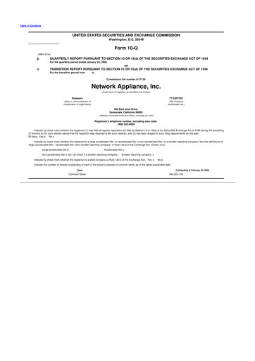 Miniature NetApp
 10-Q Rapport trimestriel  