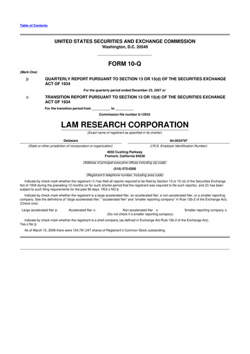 Vorschaubild Lam Research 10-Q Quartalsbericht  