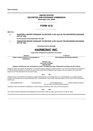 Thumbnail Harmonic Inc. 10-Q Quarterly Report FY 