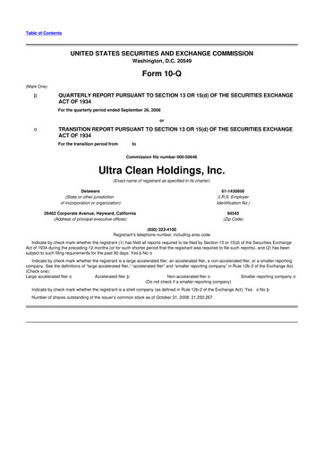 Vorschaubild UCT (Ultra Clean Holdings) 10-Q Quartalsbericht  