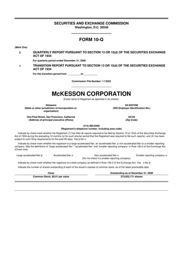 Miniature McKesson 10-Q Rapport trimestriel  