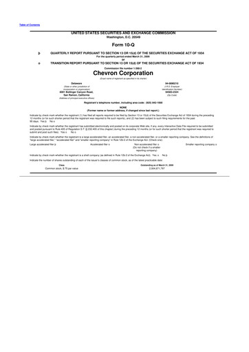 Thumbnail Chevron 10-Q Quarterly Report FY 