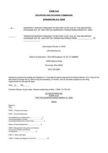 Miniature LSI Industries 10-Q Rapport trimestriel  