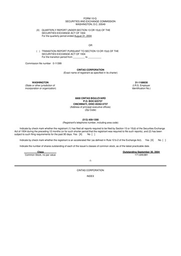 Thumbnail Cintas 10-Q Quarterly Report FY 