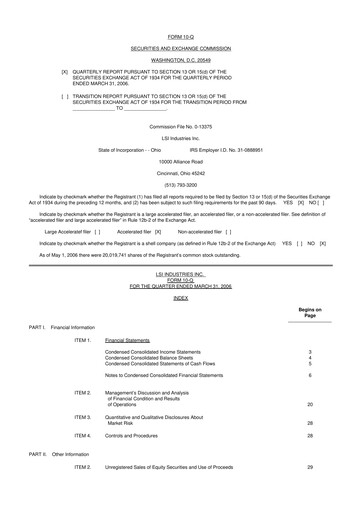 Miniature LSI Industries 10-Q Rapport trimestriel  
