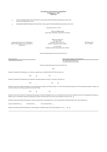 Thumbnail Cintas 10-K Annual Report 