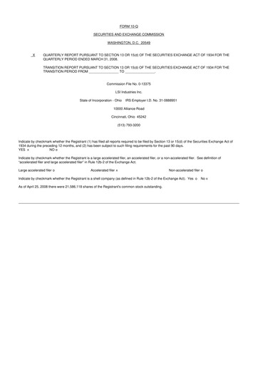 Miniature LSI Industries 10-Q Rapport trimestriel  