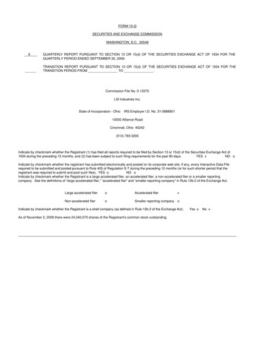 Miniature LSI Industries 10-Q Rapport trimestriel  