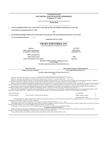 Thumbnail Chart Industries 10-K Annual Report 2018