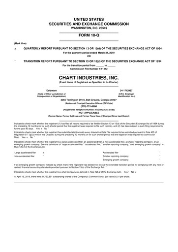 Thumbnail Chart Industries 10-Q Quarterly Report FY2019 