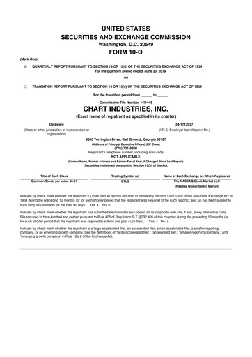 Thumbnail Chart Industries 10-Q Quarterly Report FY2019 