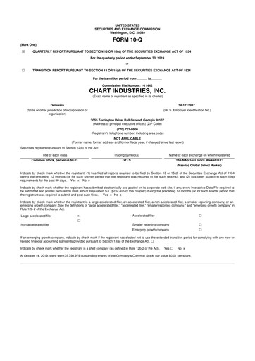 Thumbnail Chart Industries 10-Q Quarterly Report FY2019 