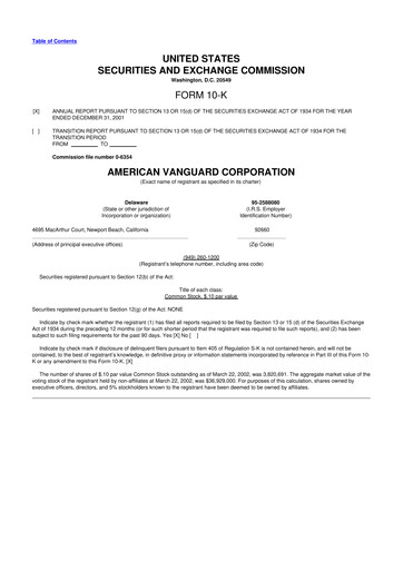 Thumbnail American Vanguard 10-K Annual Report 2001