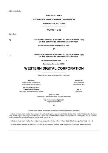 Thumbnail Western Digital 10-Q Quarterly Report FY 