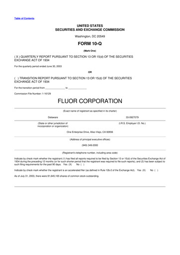 Thumbnail Fluor Corporation
 10-Q Quarterly Report FY 