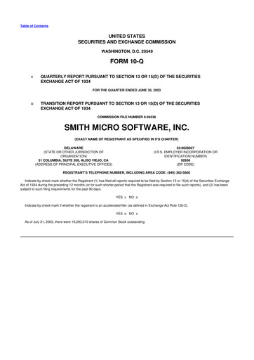 Thumbnail Smith Micro Software
 10-Q Quarterly Report FY 