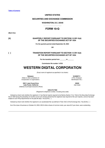 Thumbnail Western Digital 10-Q Quarterly Report FY 
