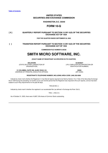 Thumbnail Smith Micro Software
 10-Q Quarterly Report FY 