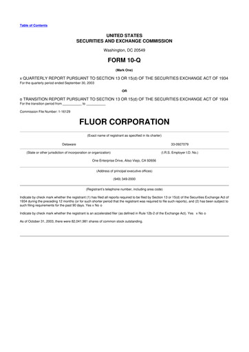 Thumbnail Fluor Corporation
 10-Q Quarterly Report FY 