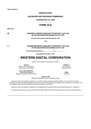 Thumbnail Western Digital 10-Q Quarterly Report FY 