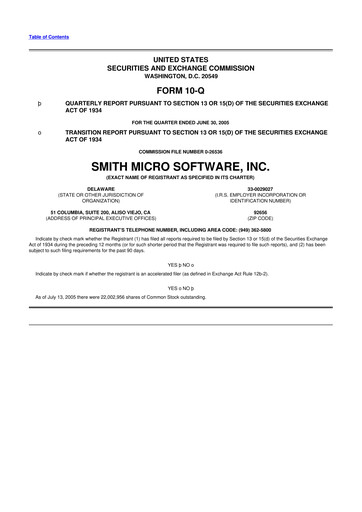 Thumbnail Smith Micro Software
 10-Q Quarterly Report FY 