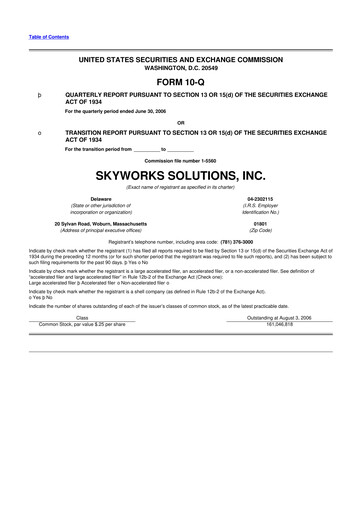 Vorschaubild Skyworks Solutions
 10-Q Quartalsbericht  