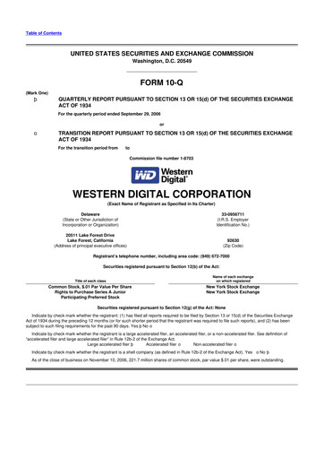 Thumbnail Western Digital 10-Q Quarterly Report FY 