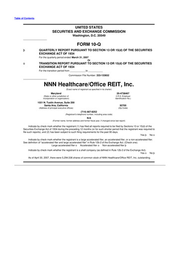 Thumbnail Healthcare Realty Trust 10-Q Quarterly Report FY 