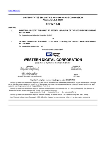 Thumbnail Western Digital 10-Q Quarterly Report FY 
