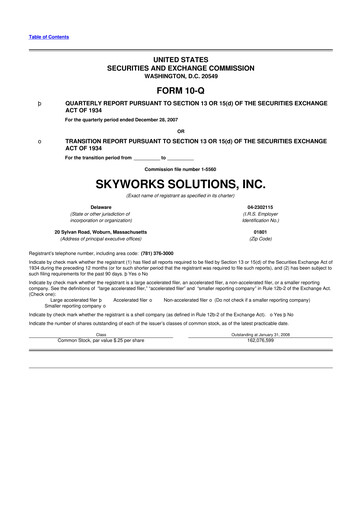 Vorschaubild Skyworks Solutions
 10-Q Quartalsbericht  