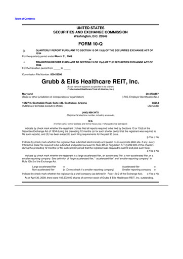 Thumbnail Healthcare Realty Trust 10-Q Quarterly Report FY 