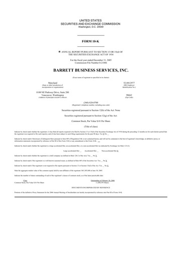 Thumbnail Barrett Business Services 10-K Annual Report 