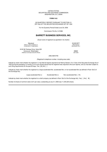 Thumbnail Barrett Business Services 10-Q Quarterly Report FY 