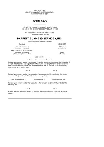 Thumbnail Barrett Business Services 10-Q Quarterly Report FY 