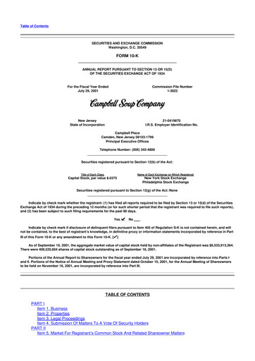 Thumbnail 
Campbell's 10-K Annual Report 2001