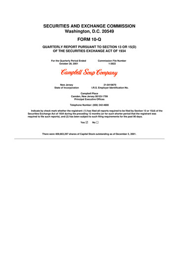Miniature 
Campbell's 10-Q Rapport trimestriel  