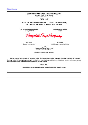 Miniature 
Campbell's 10-Q Rapport trimestriel  