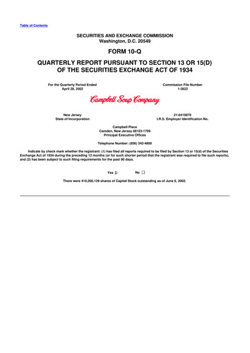 Miniature 
Campbell's 10-Q Rapport trimestriel  